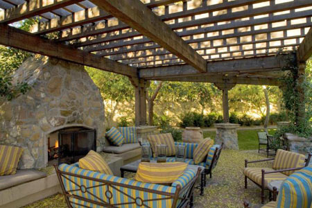 Outdoor Fireplace with Pergola